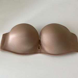 Nude strapless Victoria’s Secret bombshell bra